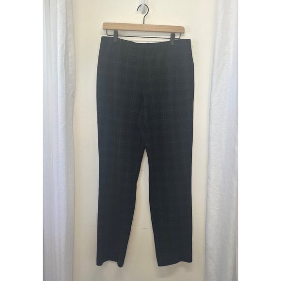 J Jill Ponte Slim Leg Pants Ladies Size MED Tall Black and Grey Plaid Career - Picture 2 of 7